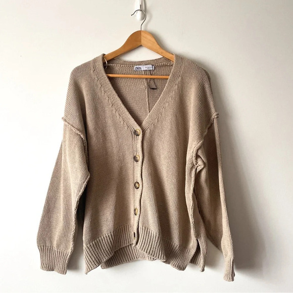Zara Knit Button Slouchy Cardigan Size Small - Picture 1 of 5